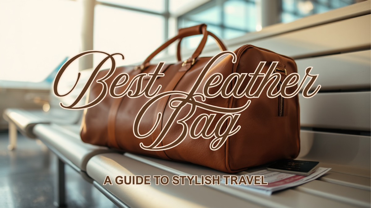 Best leather bag for travel — a Frounder tan leather weekender duffel with a passport and boarding pass before a flight