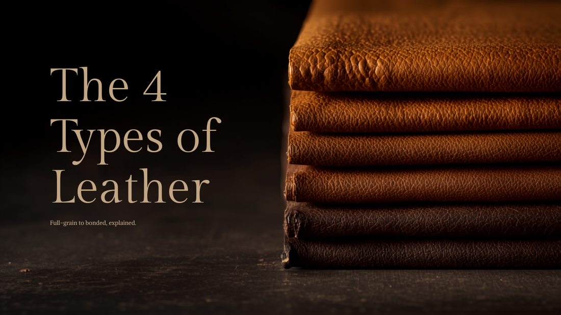 The four types of leather from full-grain to bonded — Frounder Journal, stacked leather hides