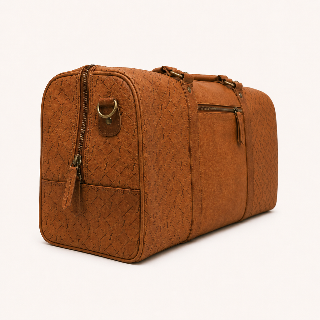 Brown textured duffel bag