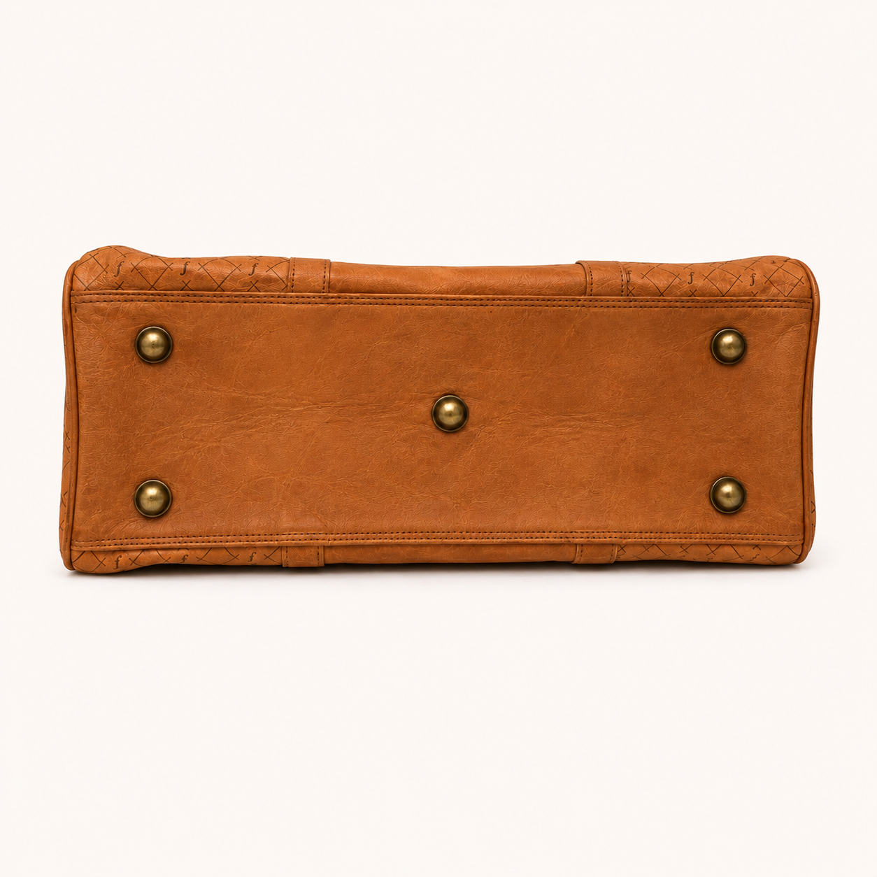 Brown leather bag with brass studs
