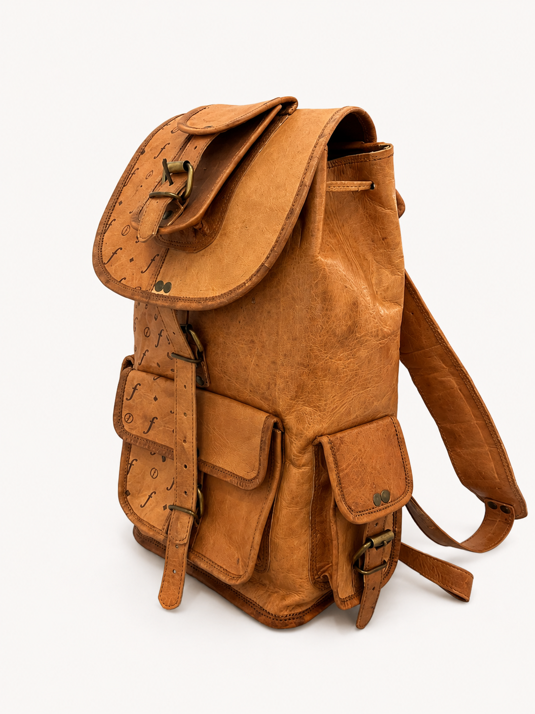 Brown leather backpack