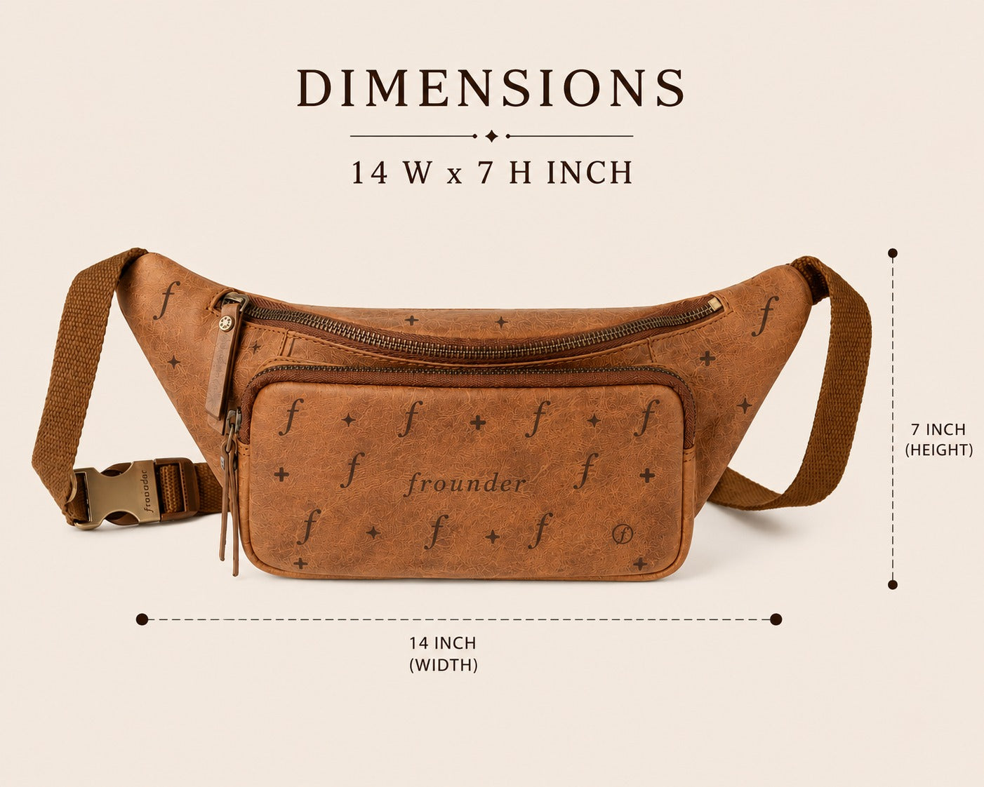 Frounder Mercury Belt Bag premium leather waist pack with brass buckle