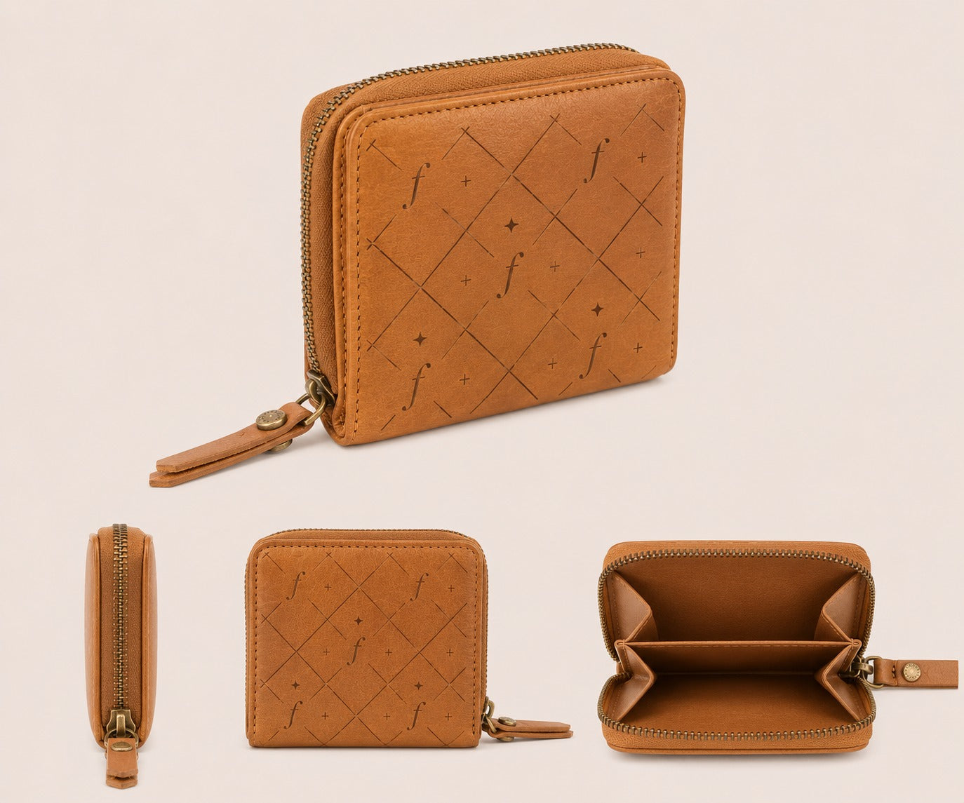 Frounder Pluto Zip Wallet premium leather with brass zipper