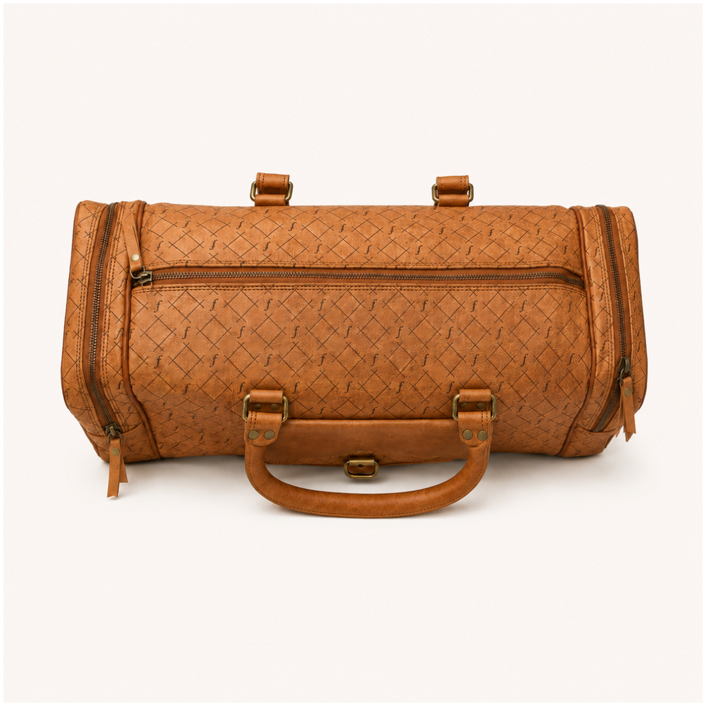 Brown Leather duffel Bag top