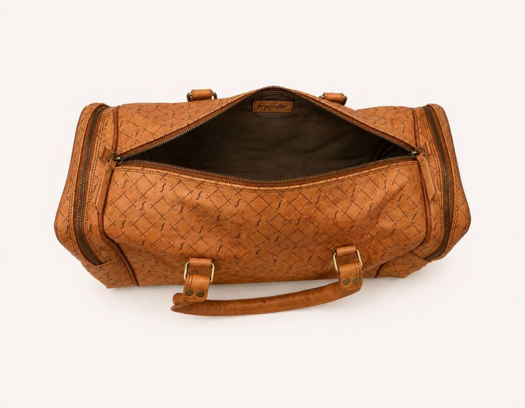 Brown Leather duffel Bag Inner