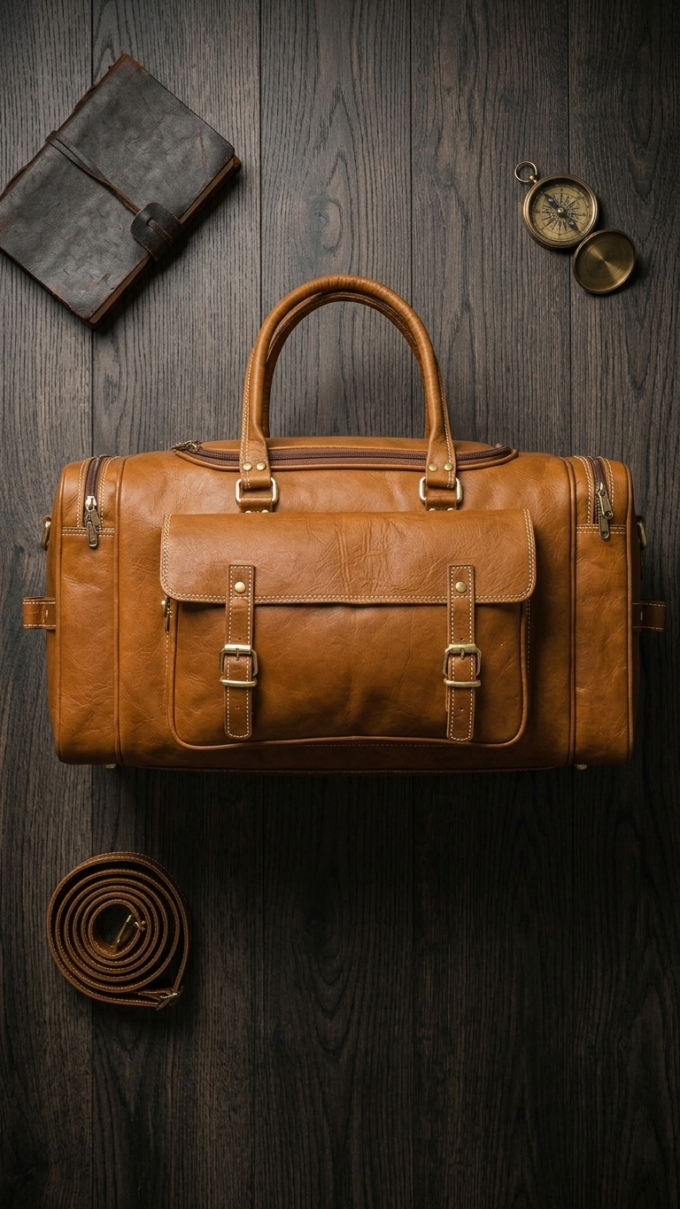 Frounder Alpha leather duffel bag detachable shoulder strap detail